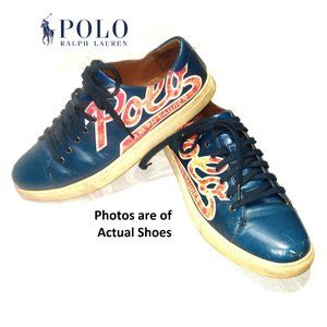 Polo by Raplh Lauren Blue Jermain Leather Blue Logo'ed Sneaker size 12D